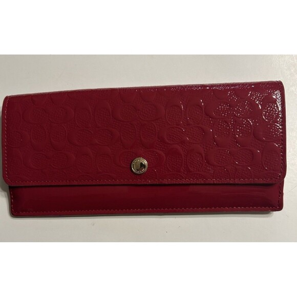 Coach Red patent Leather Logo Wallet 52458 - Picture 1 of 9